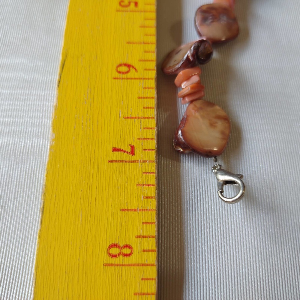Mother of Pearl Shell Chip Iridescent Golden Copper Jewelry Set - Picture 9 of 10